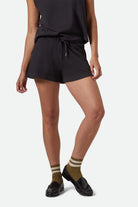 Women's Carefree Organic Garment Dyed Lounge Short in the color Black - Women's Front View