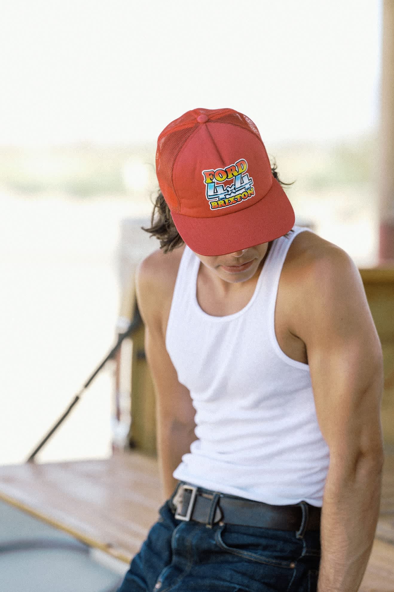 Unisex Ford 4x4 Chrome Trucker Hat in the color Rangoon Red - Men's Lifestyle image
