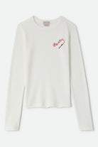 Women's Lipstick Waffle Knit Top in the color Off White - Front Product View