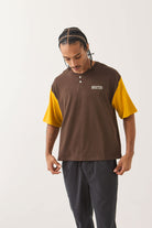 Men's Boxy Baseball T-Shirt in the color Walnut Brown/Golden Hour - Additional Fit image