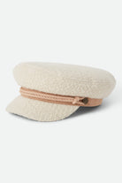 Unisex Fiddler Fisherman Cap in the color Natural Sherpa/Faux Suede - Front Product View