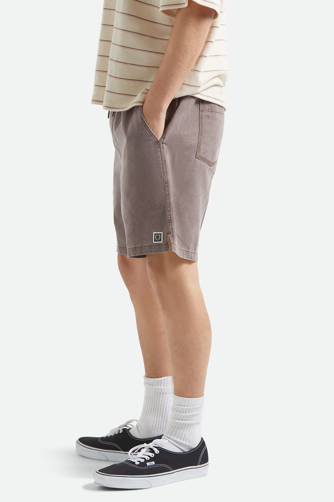 Men's Everyday Vintage Wash Short in the color Chocolate - Men's Side View