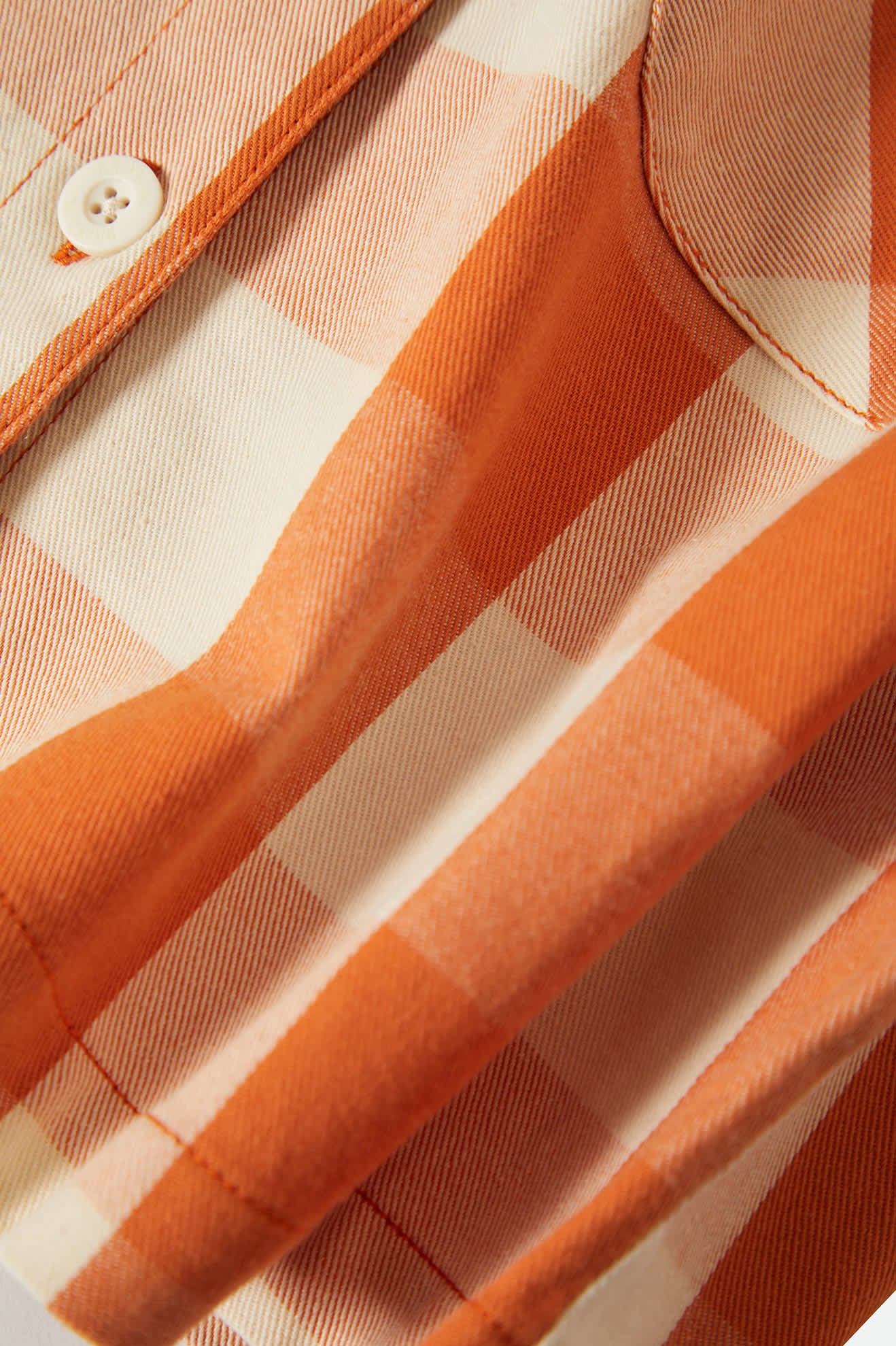 Women's Utopia L/S Overshirt in the color Tangerine Gingham - Additional Laydown image