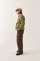 Men's Mechanic Garage Zip Jacket in the color Olive Surplus Herringbone - Men's Side View