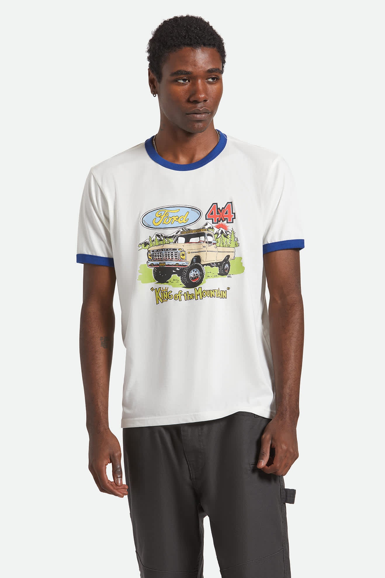 Men's Ford King Of The Mountains S/S Ringer T-Shirt in the color Wimbledon White - Men's Front View
