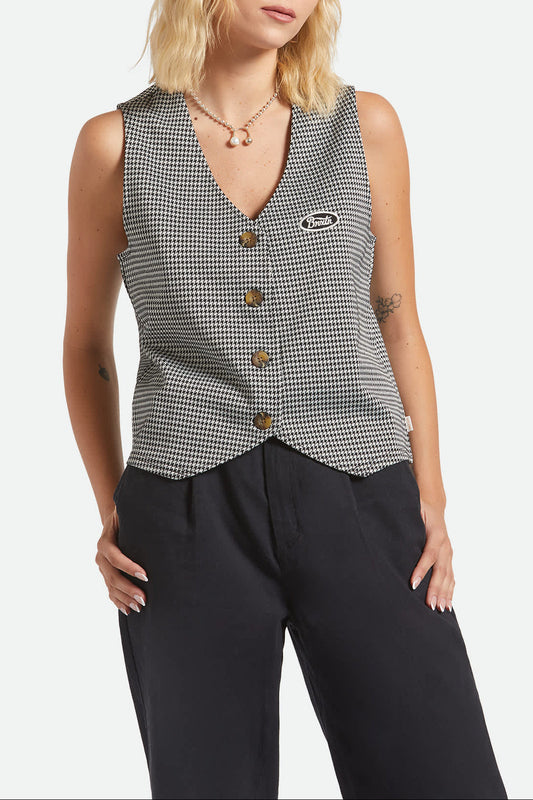 Women's Houndstooth Leisure Vest in Winter White/Black – Brixton