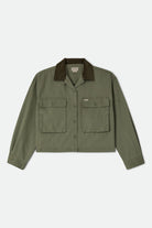 Women's Utopia Overshirt in the color Washed Olive Surplus - Front Product View