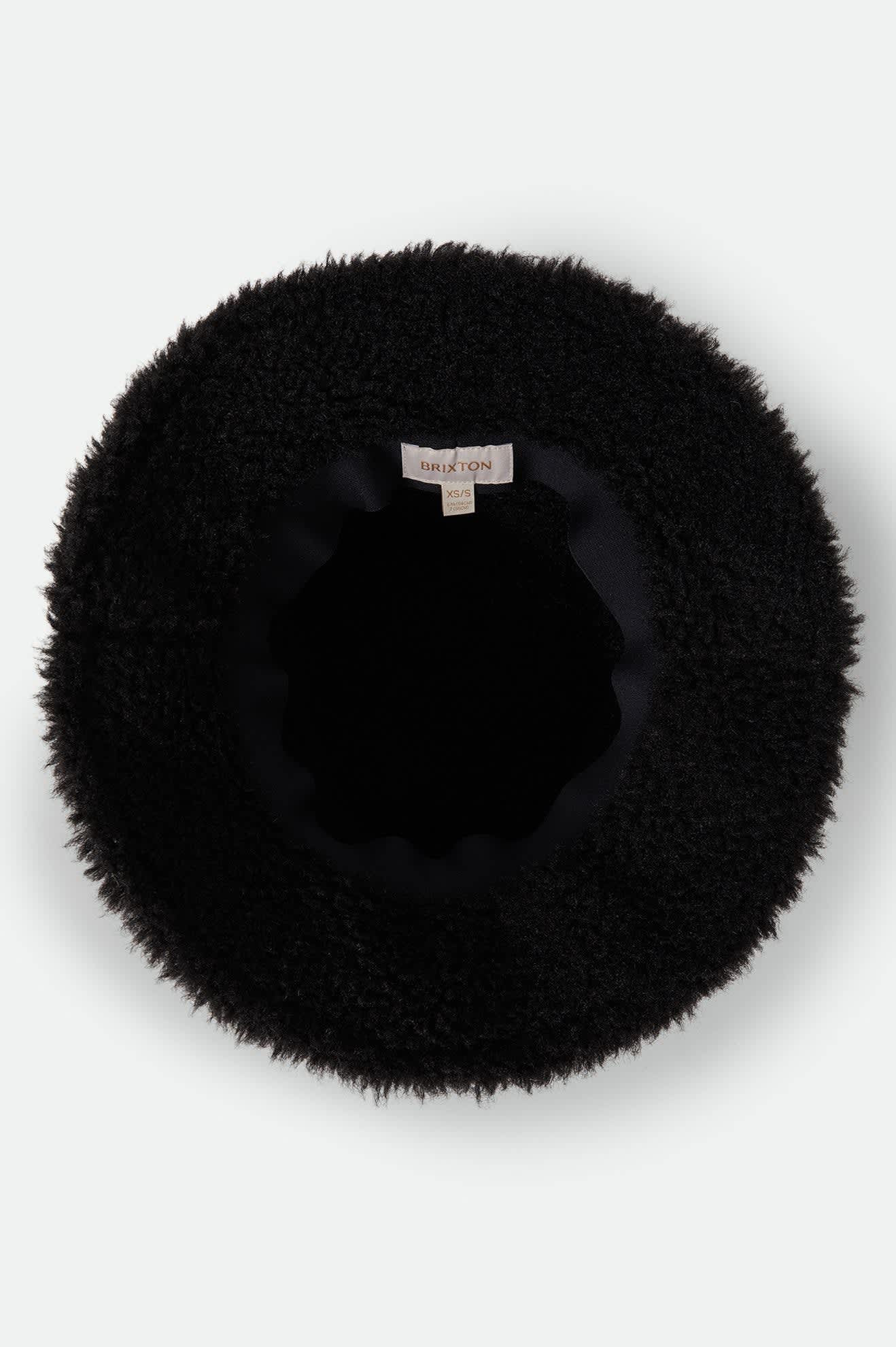 Women's Ellee Cozy Bucket Hat in the color Black Sherpa/Faux Suede - Additional Laydown image