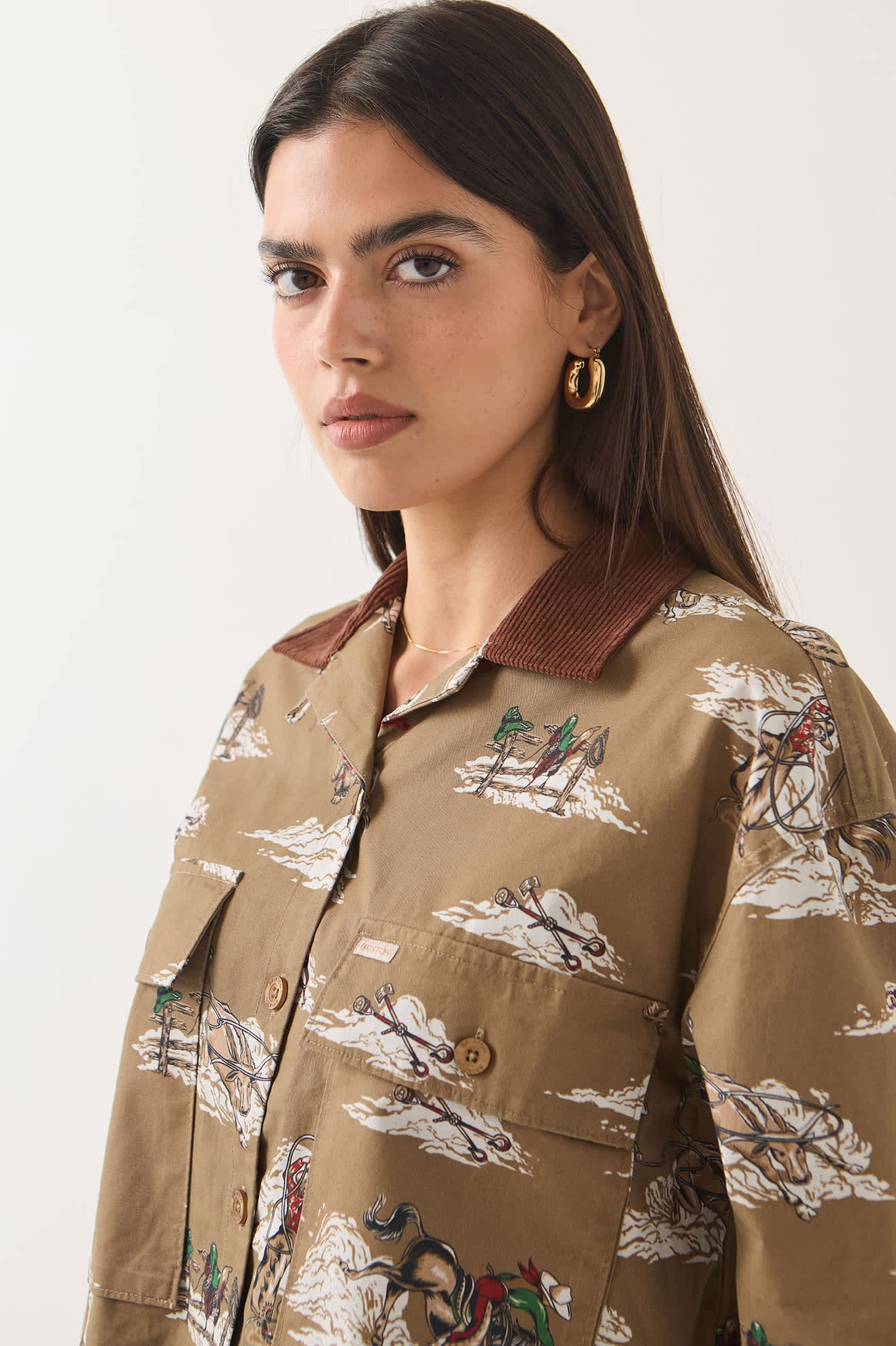Women's Utopia Overshirt in the color Mid Century Cowboy Print - Additional Fit image