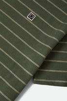 Men's Parsons Stripped Pique Boxy T-Shirt in the color Dark Olive/Whitecap - Additional Laydown image