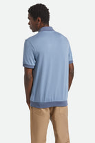 Men's Weekend Herringbone S/S Polo in the color Borrow Blue/Berring Sea - Men's Back View