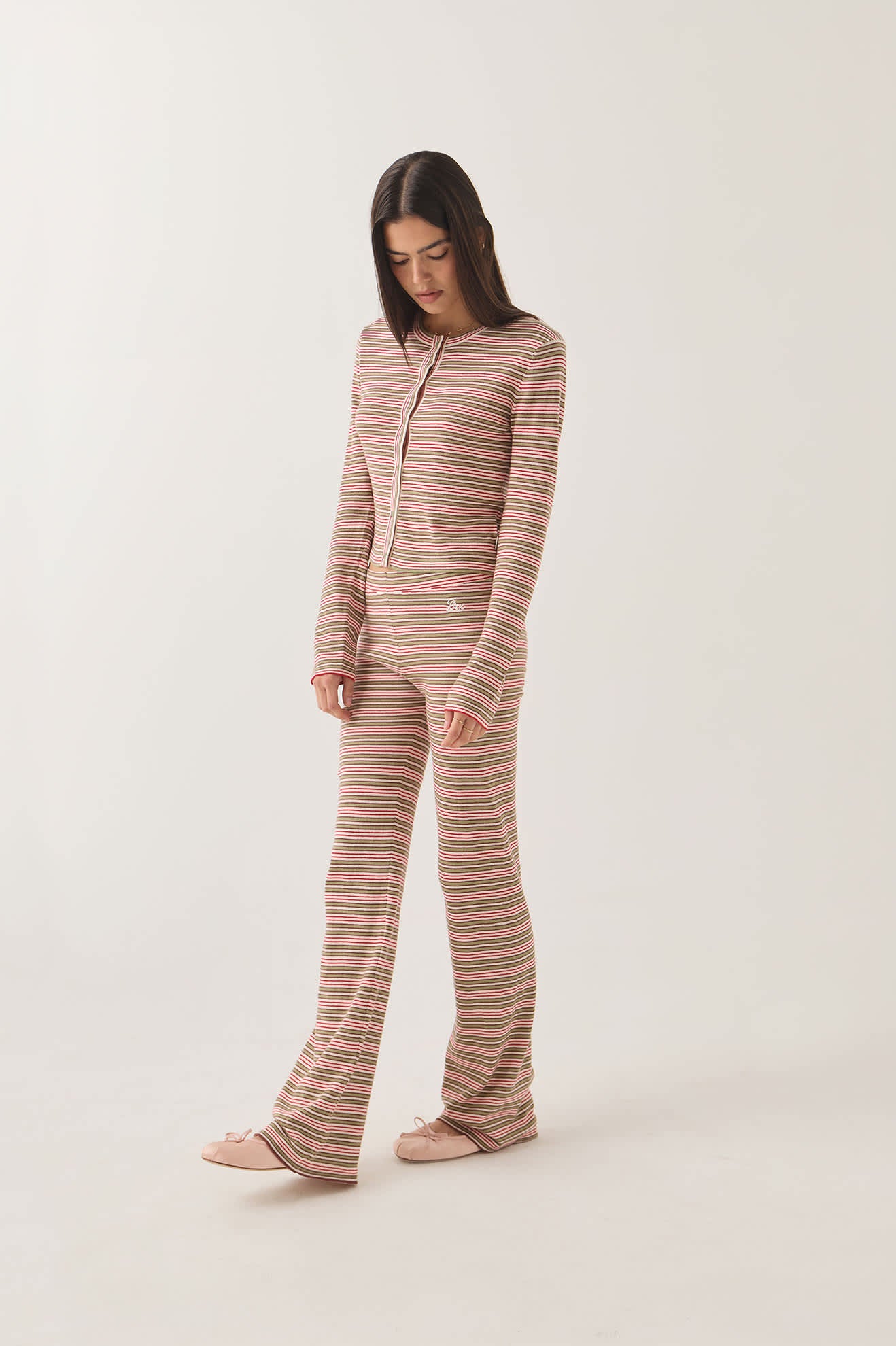 Women's Siesta Stripe Knit Pant in the color Green Multi Stripe - Women's Side View