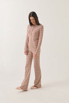 Women's Siesta Stripe Knit Pant in the color Green Multi Stripe - Women's Side View