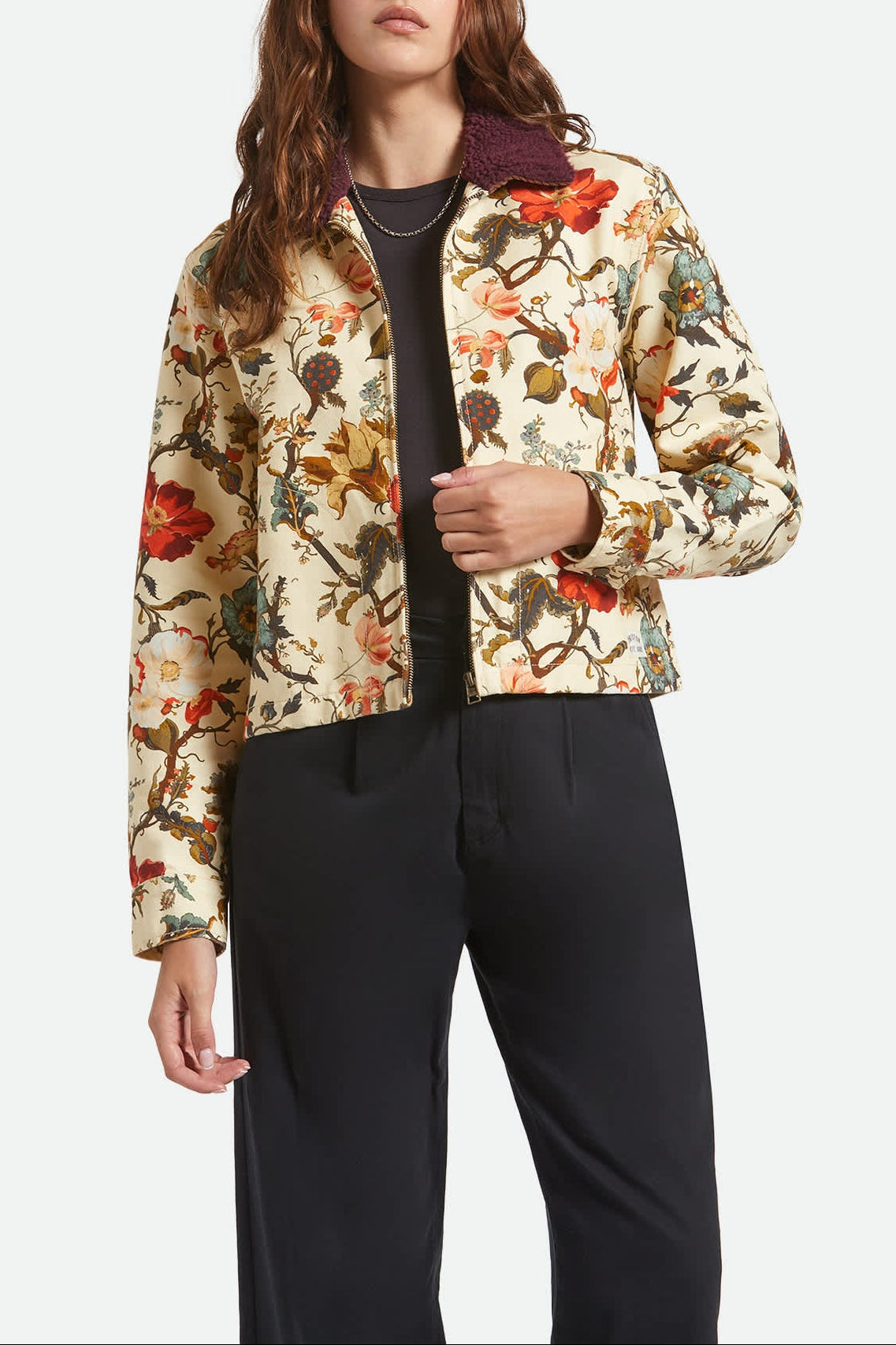 Women's Mechanics Women's Garage Zip Jacket in the color Botanical Floral - Women's Front View