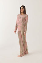 Women's Bixby Lightweight Cardigan in the color Green Multi Stripe - Women's Side View