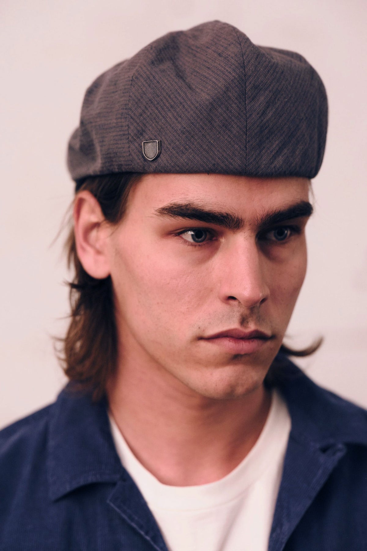 Unisex Hooligan Flat Cap in the color Indigo/Dark Sand - Additional Fit image