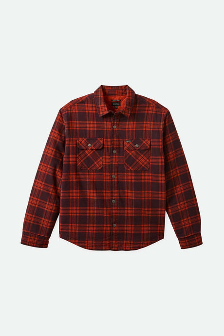 Brixton Men's Bowery Quilted L/S Flannel - Bright Red/Mahogany | Main