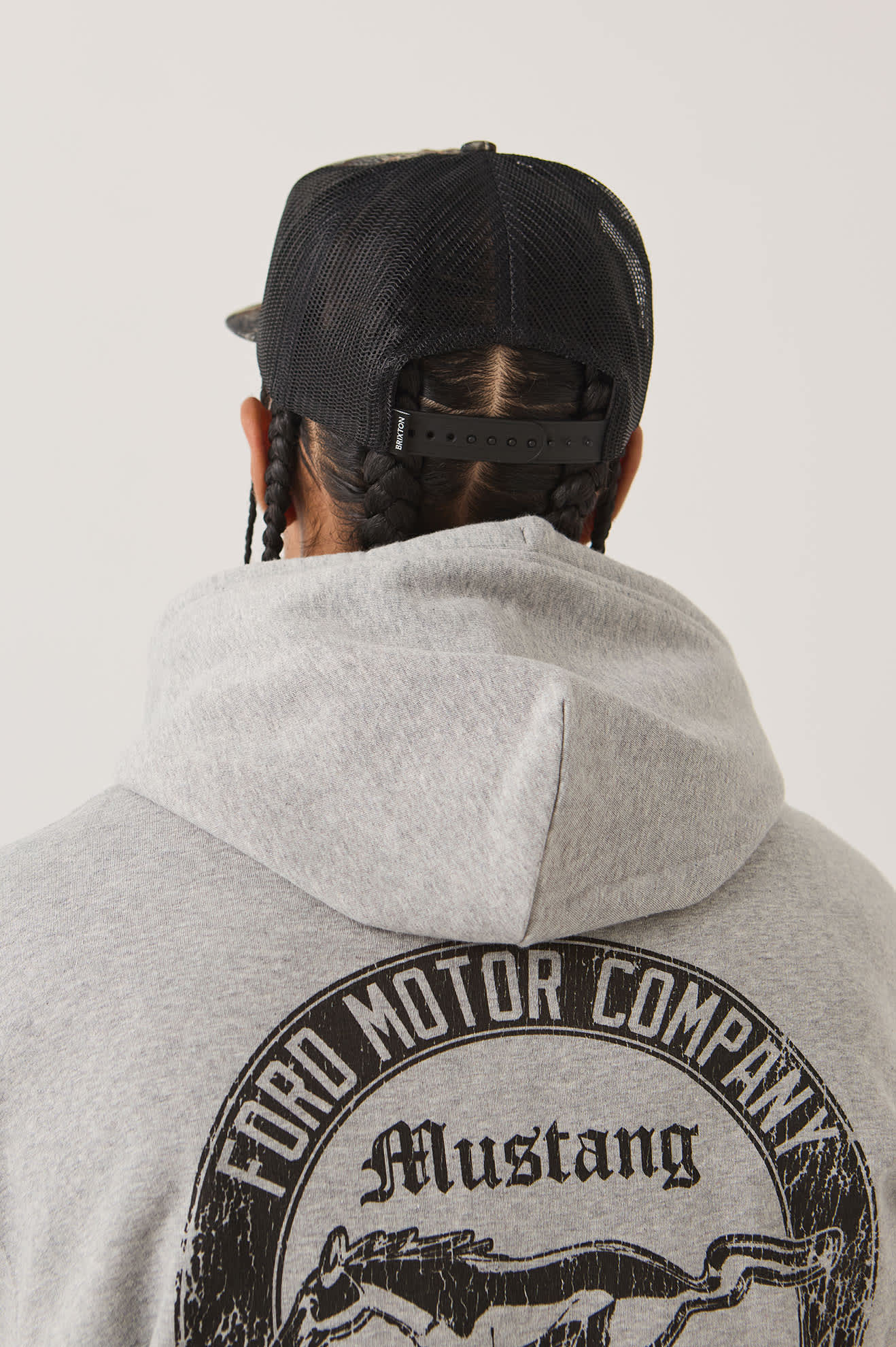 Unisex Ford X Brixton Trucker Hat in the color Boxwood Green - Men's Back View