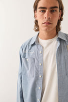 Men's Ford Service Dept Workshirt in the color Blue Chambray - Additional Fit image