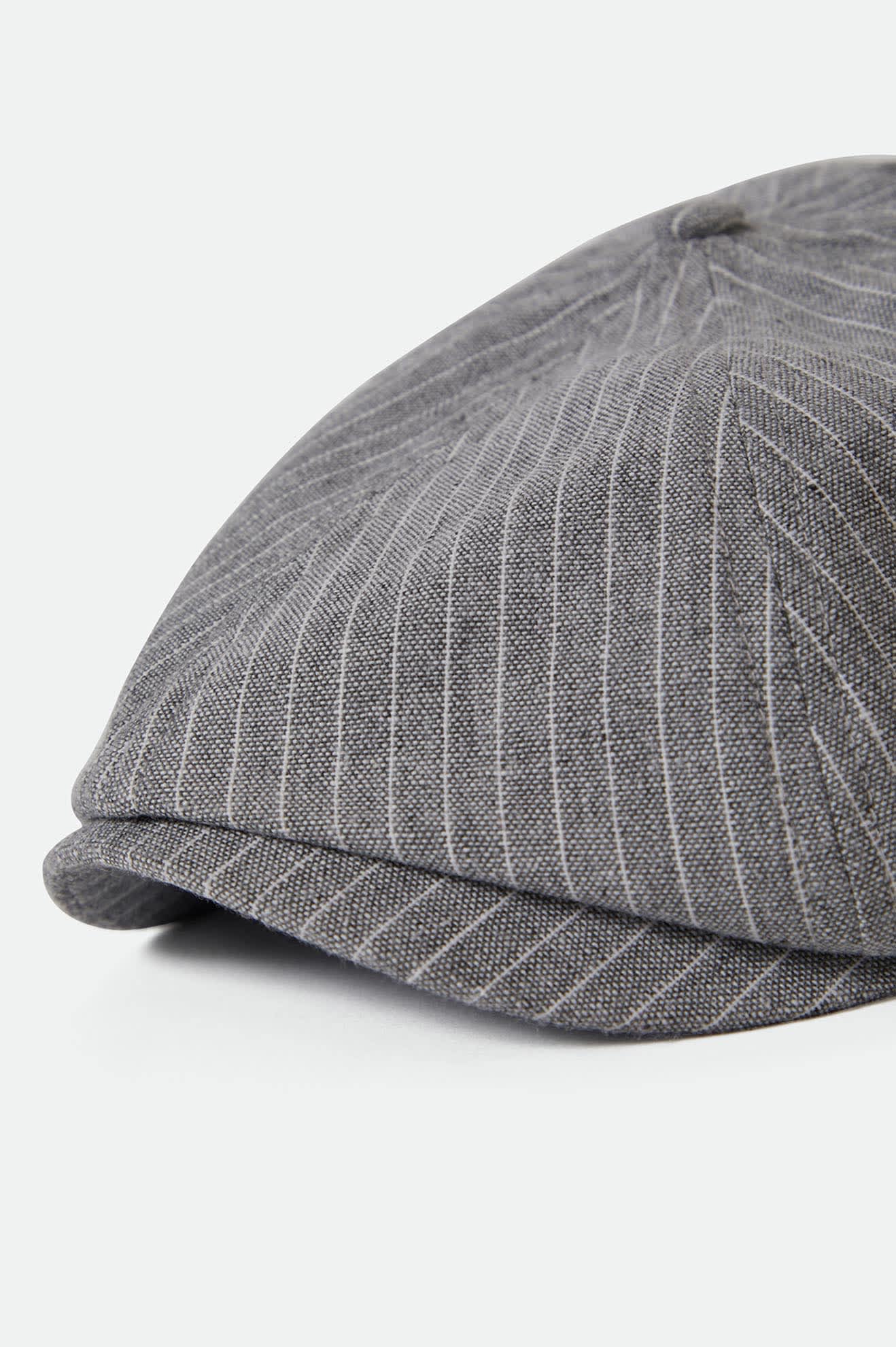 Unisex Brood Lightweight Newsboy Cap in the color Light Grey/White Stripe Chambray - Additional Laydown image