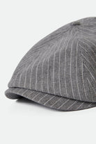 Unisex Brood Lightweight Newsboy Cap in the color Light Grey/White Stripe Chambray - Additional Laydown image