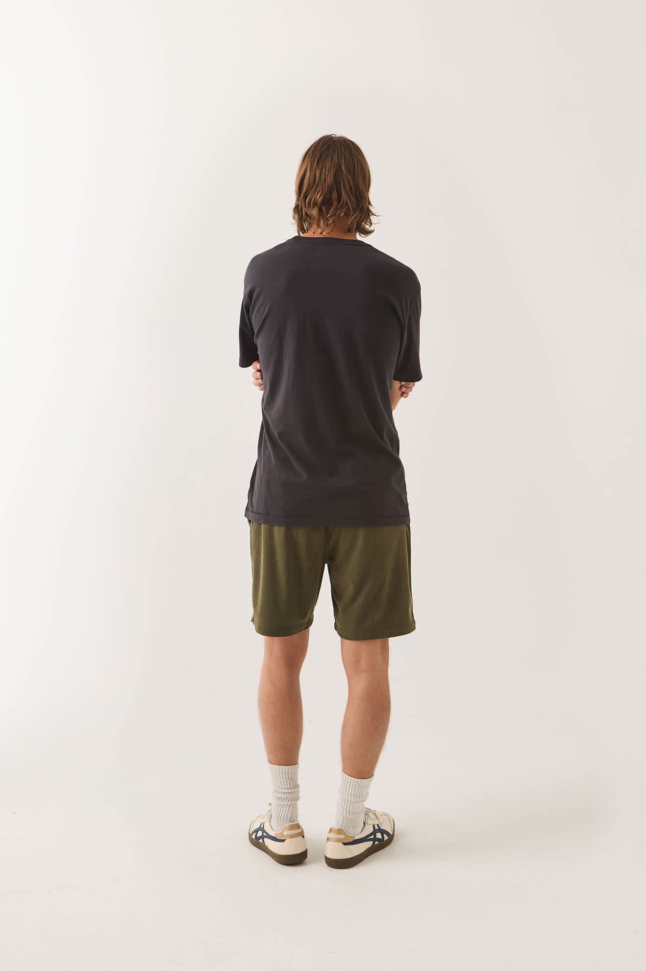Men's Everyday Corduroy Short in the color Dark Olive - Men's Back View