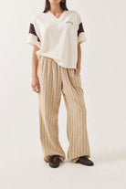Women's Lounge Pant in the color Sand Stripe - Women's Front View