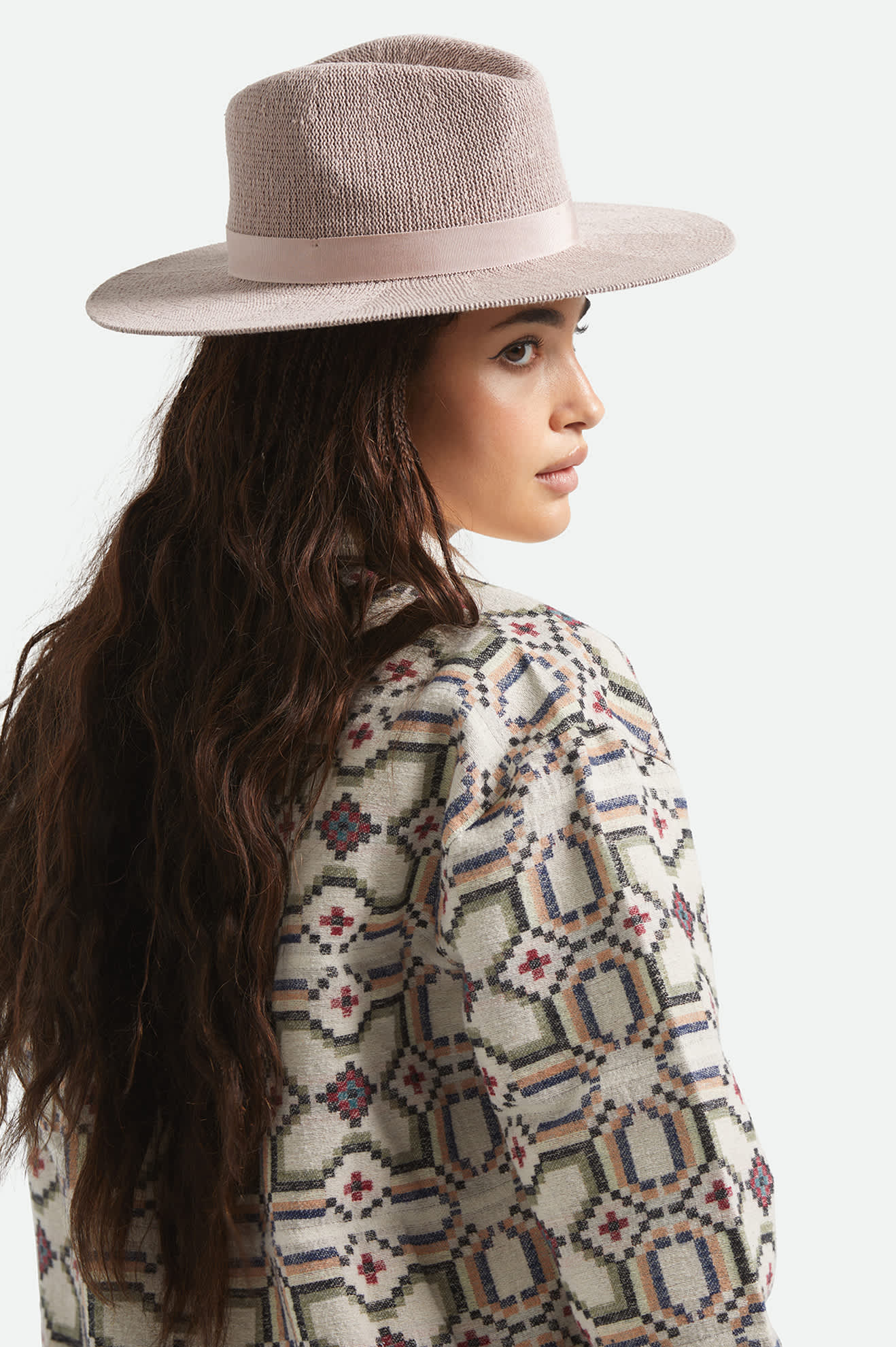 Women's Lyons Knit Packable Hat in the color Chalk Pink - Women's Side View