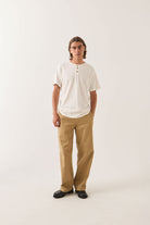 Men's Brixton Baseline Henley T-Shirt in the color Off White Vintage Wash - Men's Front View