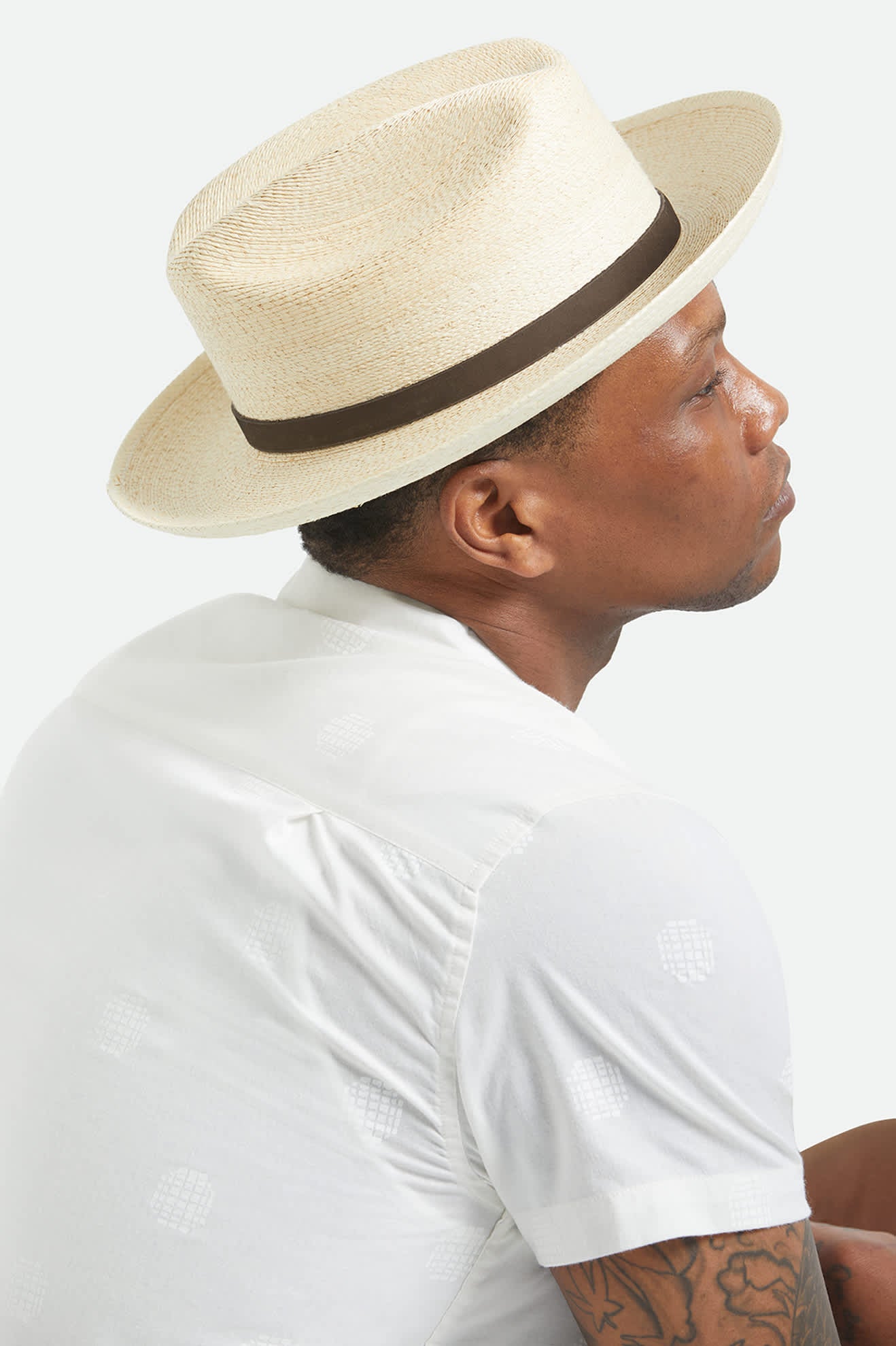 Unisex Hitch Ranch Fedora in the color Bone - Men's Back View