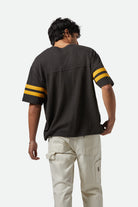 Men's Vintage Football Mesh Jersey T-Shirt in the color Washed Black/Ray Flower - Men's Back View