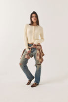 Women's Bixby Lightweight Cardigan in the color Wax Paper - Women's Front View
