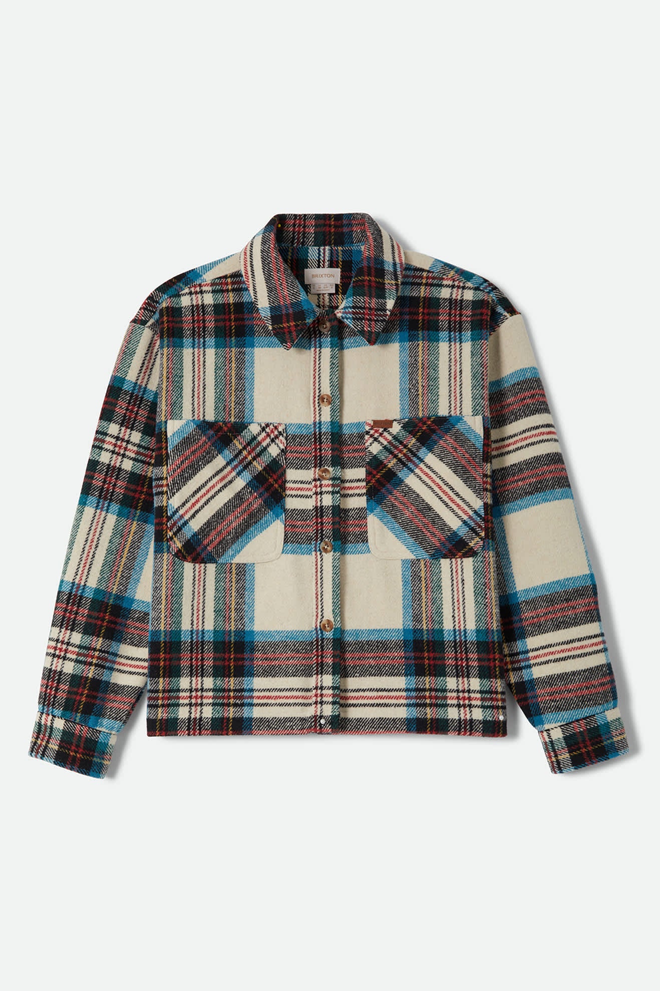 Women's Bowery Women's Soft Brushed Flannel in the color Off White Black/Tranquil Blue - Front Product View