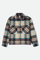 Women's Bowery Women's Soft Brushed Flannel in the color Off White Black/Tranquil Blue - Front Product View