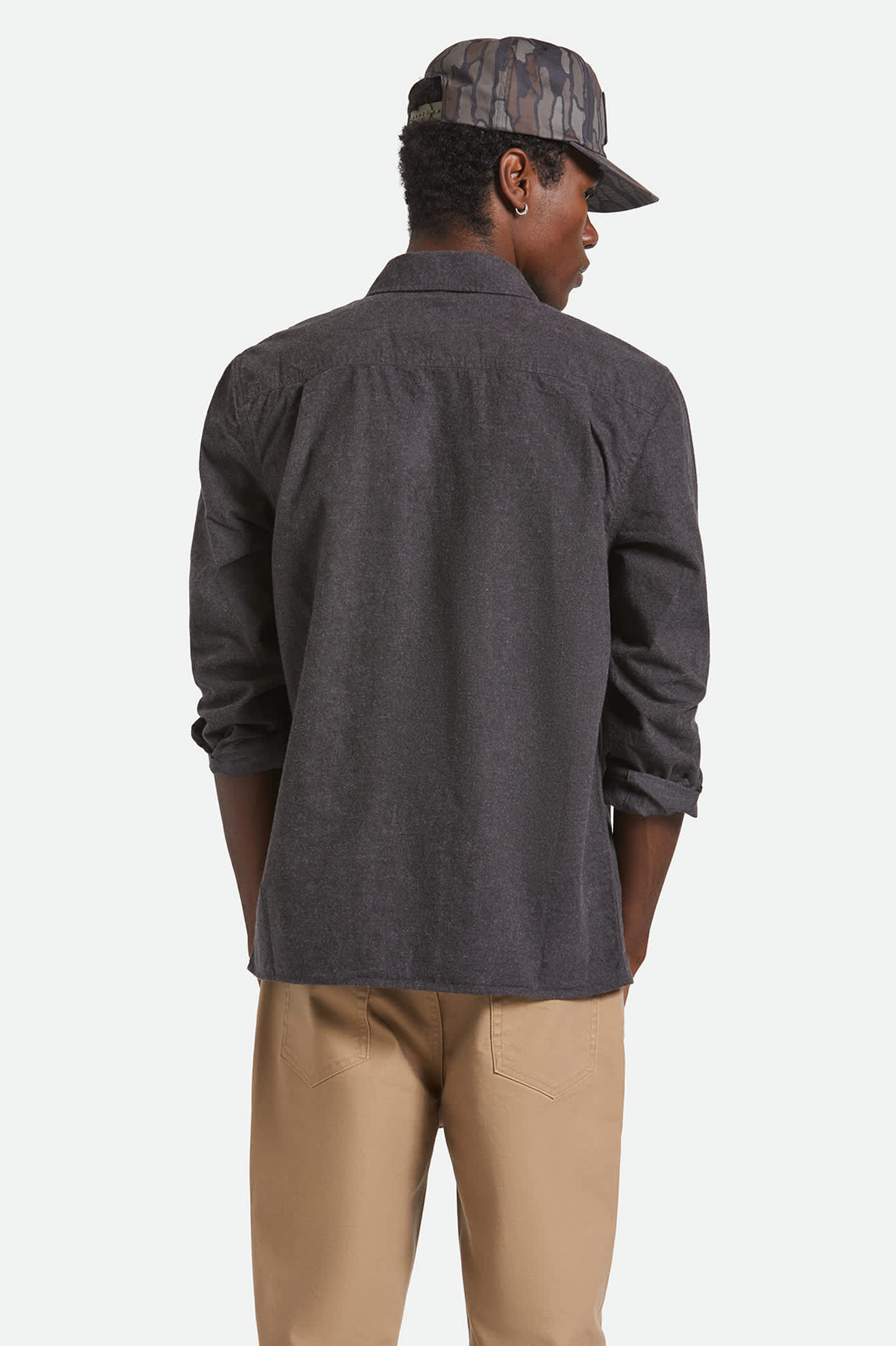 Men's Hasting Lightweight Flannel in the color Black - Men's Back View