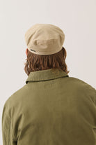 Women's Fiddler Fisherman Cap in the color Khaki Stripe/Washed Black - Men's Back View