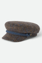 Unisex Fiddler Fisherman Cap in the color Slate Blue/Sepia/Orange - Front Product View