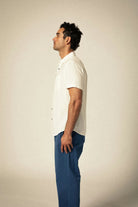 Men's Charter Organic Cotton Linen Blend S/S Shirt in the color Egret White - Additional Fit image