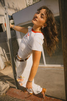 Women's The Chloe 5-Pocket Pant in the color Off White Floral Burst - Men's Lifestyle image