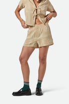 Women's Wandering Short in the color Pale Khaki Bandana - Additional Fit image