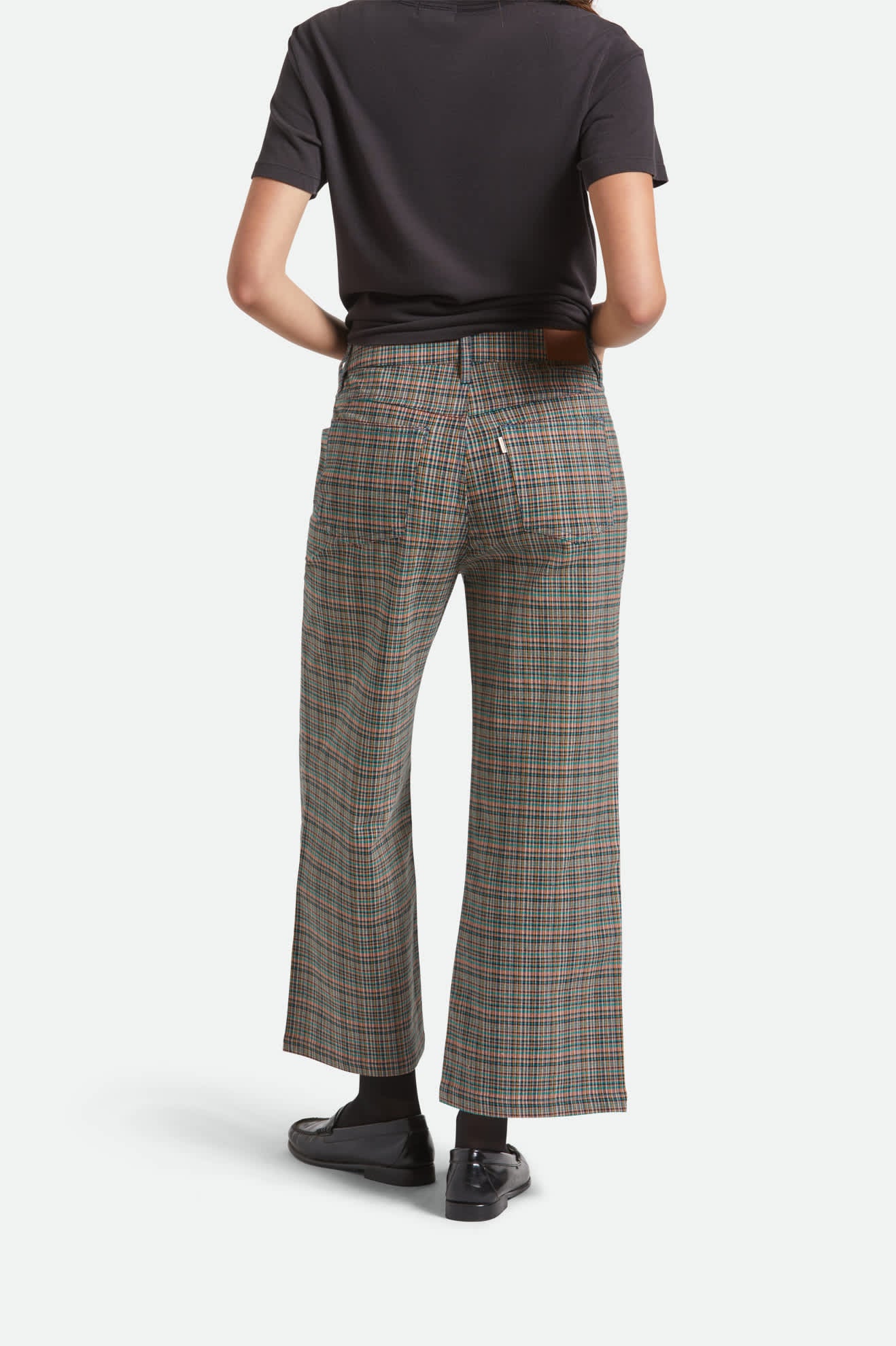 Women's Margo Cropped 5-Pocket Pant in the color Multi Stripe/Plaid - Women's Back View