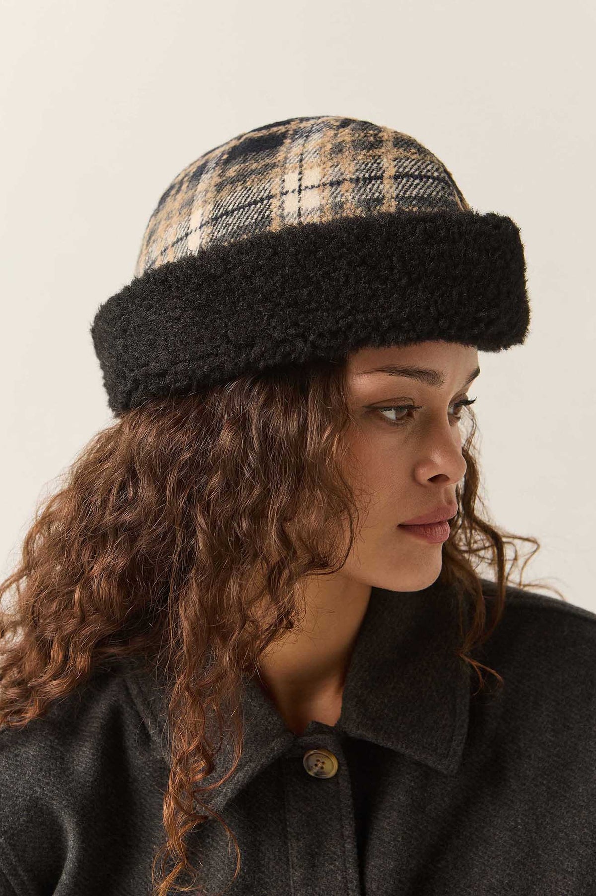 Unisex Ginsburg Hat in the color Navy/Sand/Cream - Women's Side View