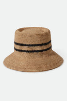 Women's Ellee Straw Bucket Hat in the color Tan/Black - Additional Style View