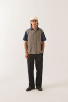 Men's Cru Shirt in the color Classic Navy Color Blocked - Men's Front View