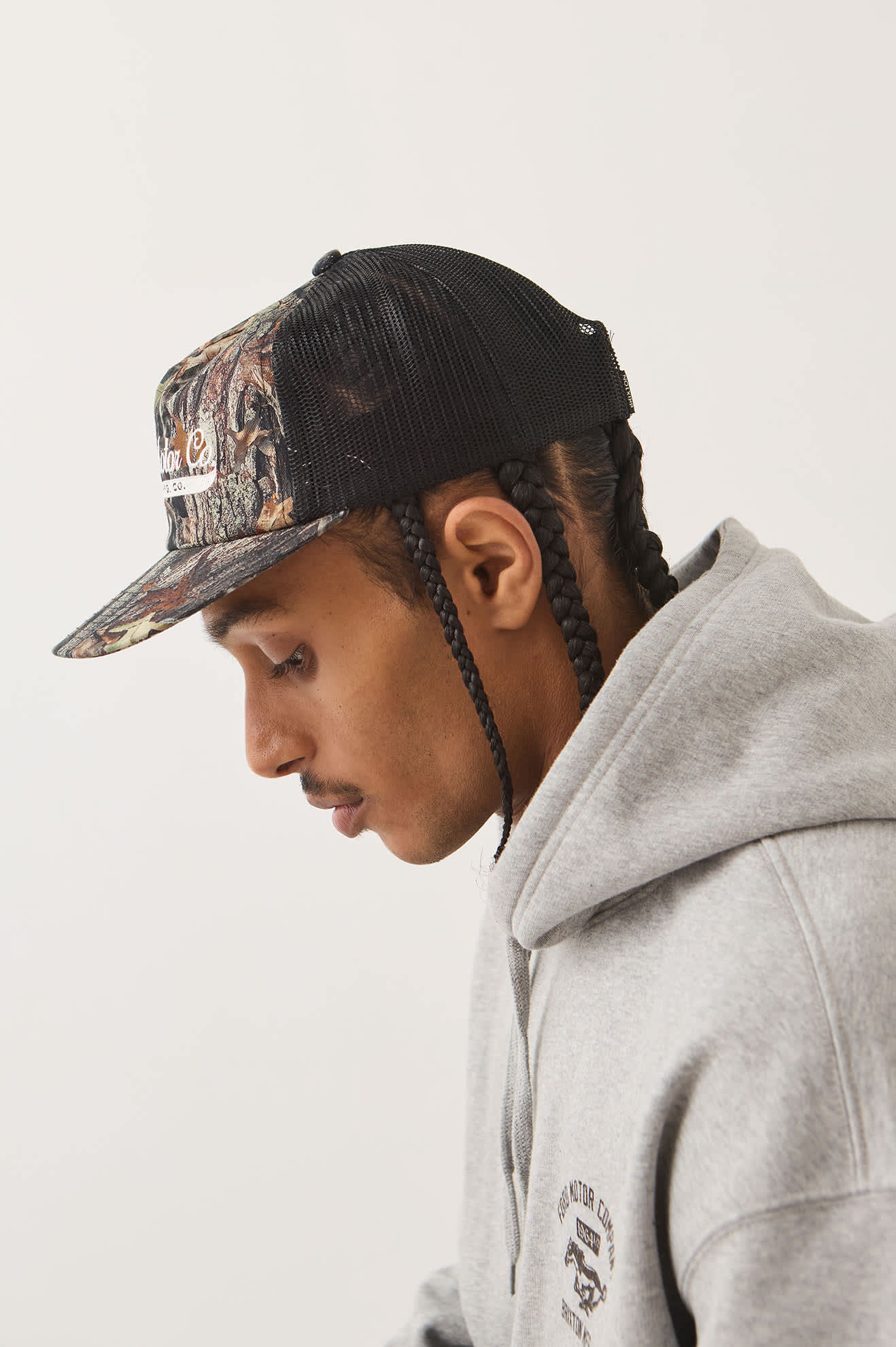 Unisex Ford X Brixton Trucker Hat in the color Boxwood Green - Men's Side View