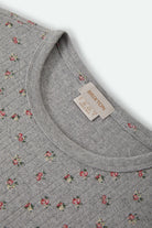 Women's Off Duty Pointelle Knit Top in the color Heather Grey Ditsy Floral - Additional Laydown image