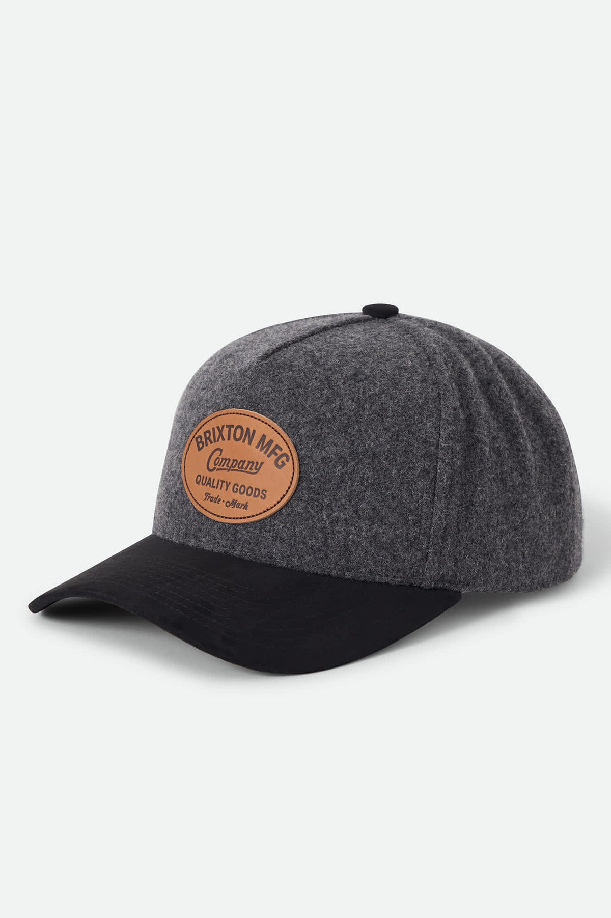 Unisex Stratton Melton Wool Snapback in the color Charcoal/Black Suede - Front Product View