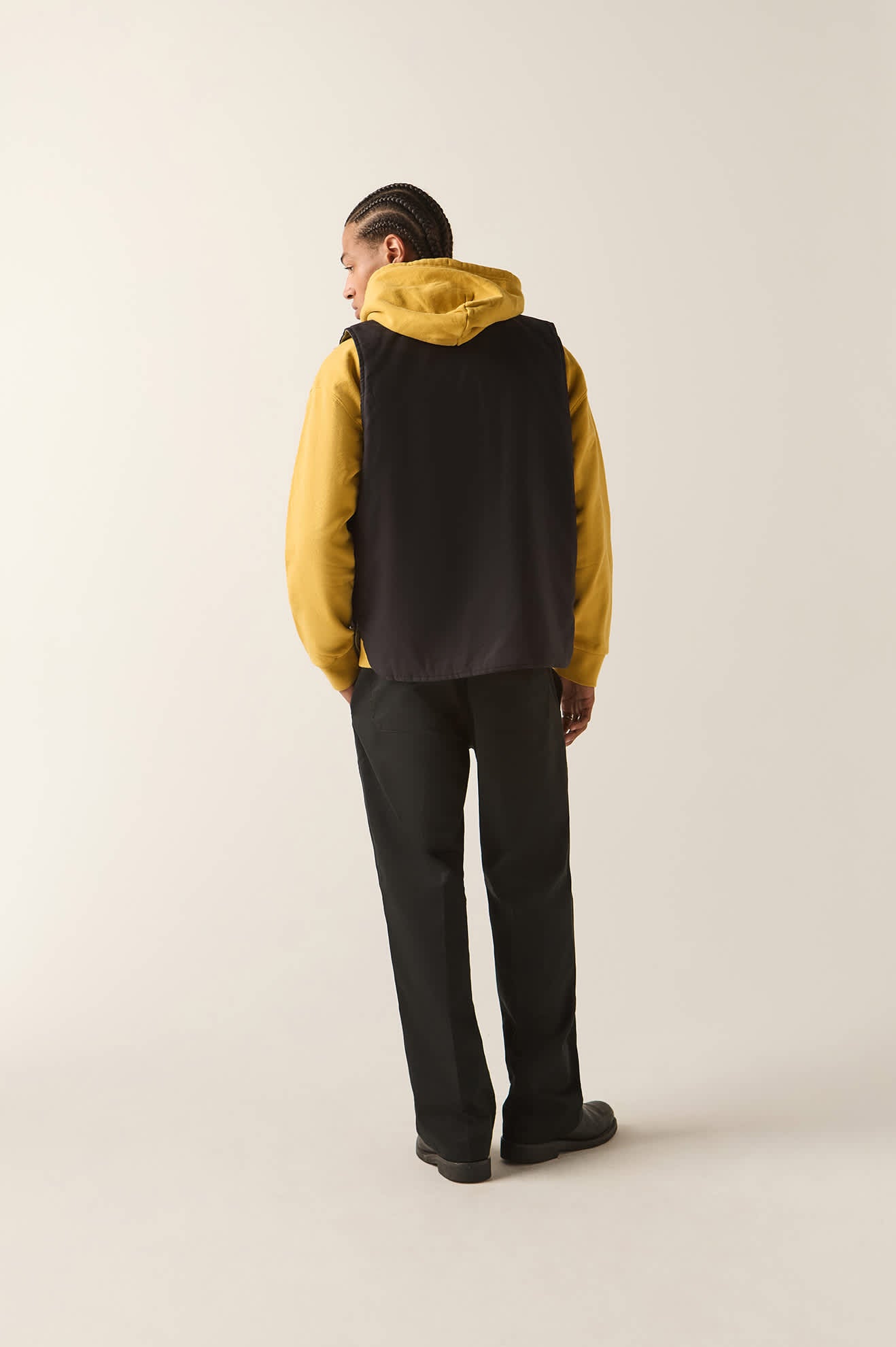 Men's Builders Abraham Reversible Vest in the color Black/Olive Surplus - Men's Back View