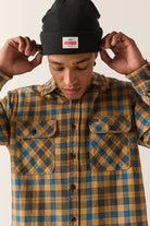 Men's Bowery Flannel in the color Khaki/Blue - Additional Fit image