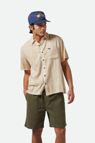 Men's CRU Slub Relaxed S/S Shirt in the color Hazelnut/Painterly Stripe - Men's Front View